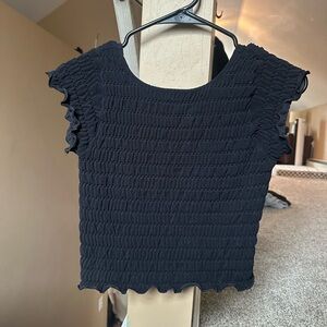 Urban Outfitters Black Ruffled Crop Top